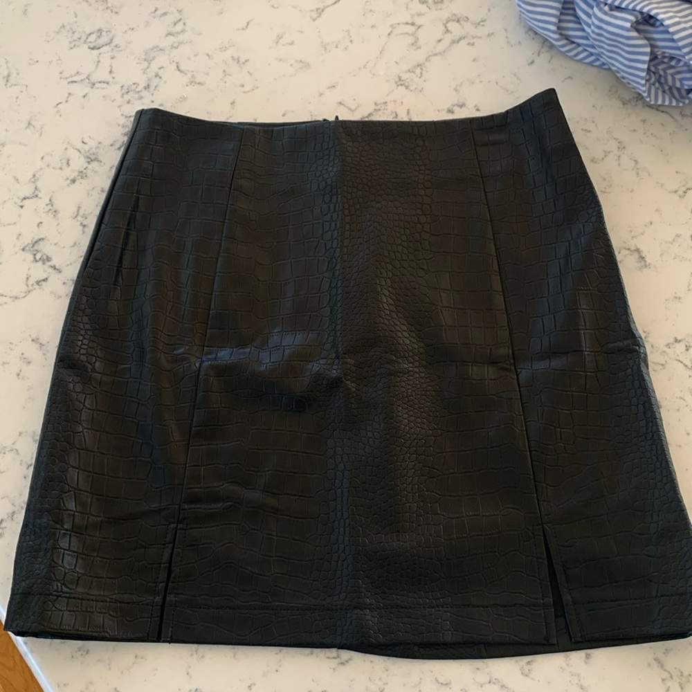 NWT black faux leather mini skirt